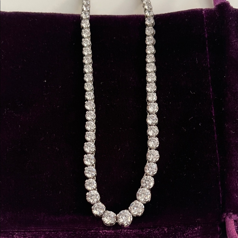 Sterling Silver CZ Tennis Necklace  Women's Jewelry